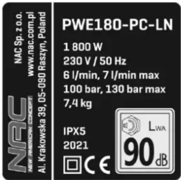 NAC PWE180-PC-LN - Inne oznaczenia na maszynie - 1