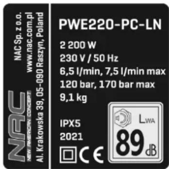 NAC PWE220-PC-LN - Inne oznaczenia na maszynie - 1