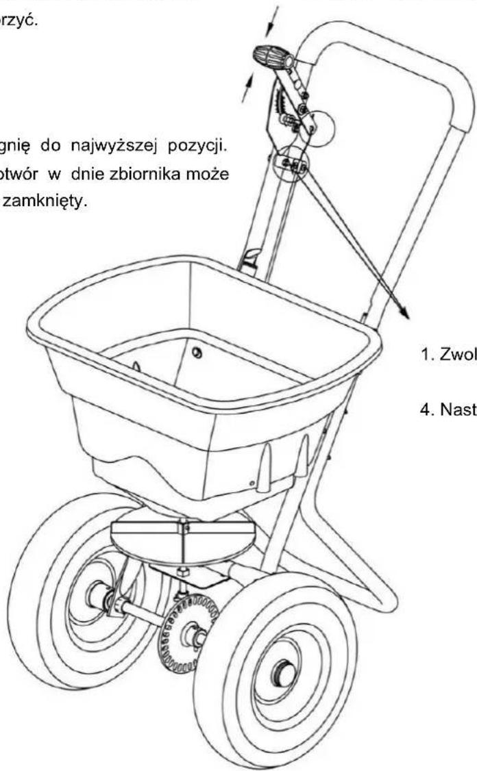 rzyć. gnię do najwyższej pozycji. otwór w dnie zbiornika może zamknięty. 1. Zwol 4. Naste
