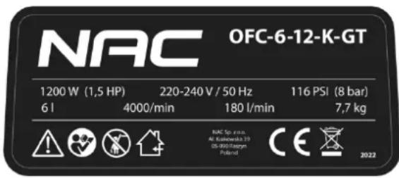 NAC OFC-6-12-K-GT - Inne oznaczenia na maszynie - 1