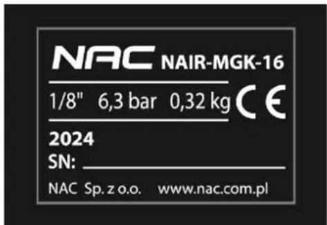NAC NAIR-MGK-16 - Inne oznaczenia na maszynie - 1