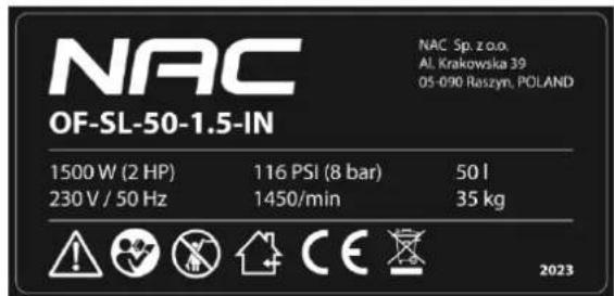 NAC OF-SL-50-1.5-IN - Inne oznaczenia na urządzeniu - 2