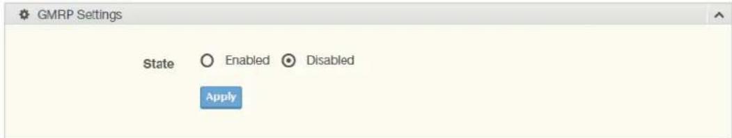 GMRP Settings State Enabled Disabled Apply