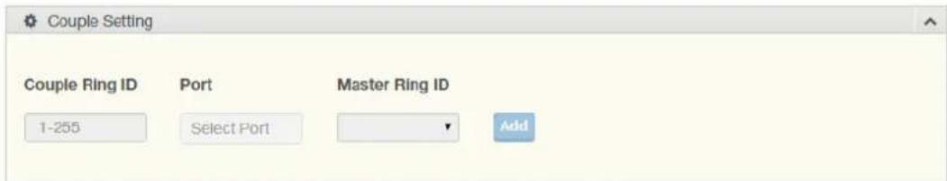 Couple Setting Couple Ring ID Port Master Ring ID 1-255 Select Port Add