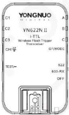 YONGNUO DIGITAL C1 C2 YN622N II I-TTL Wireless Flash Trigger Transceiver CH/SP GP/MODE TEST- 522 803-RX OFF