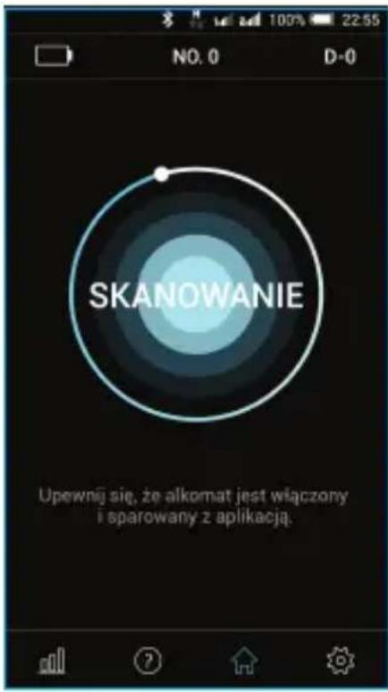 NO. 0 D-0 SKANOWANIE Upewnij się, że alkamat jest włączony i sparowany z aplikacją.