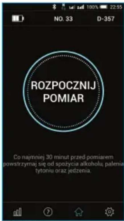 NO. 33 D-357 ROZPOCZNIJ POMIAR Co najmniej 30 minut przed pomiarem powstrzymaj się od spożycia alkoholu, palenia tytoniu oraz jedzenia.