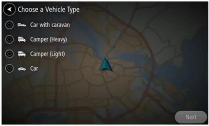 TOMTOM GO Camper Max 700 - Ustawianie typu pojazdu - 2