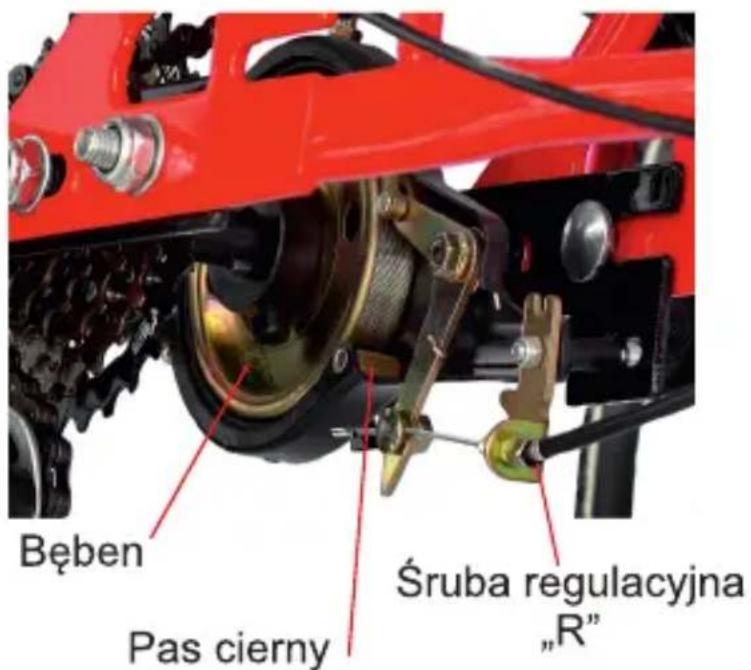 Bęben Pas cierny Śruba regulacyjna „R"