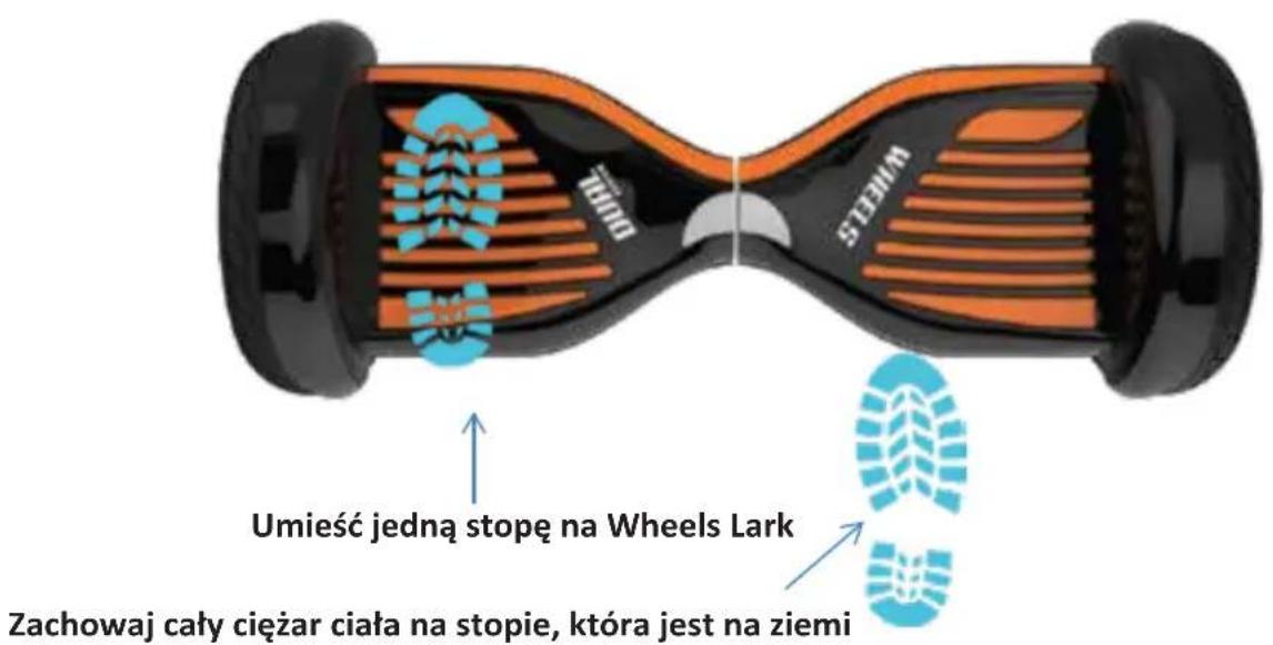 Umieść jedną stopę na Wheels Lark Zachowaj cały ciężar ciała na stopie, która jest na ziemi