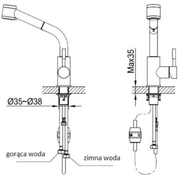 Ø35~Ø38 gorąca woda zimna woda Max35