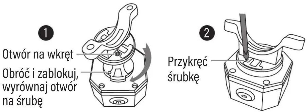 Otwór na wkręt Obróć i zablokuj, wyrównaj otwór na śrubę Przykręć śrubkę