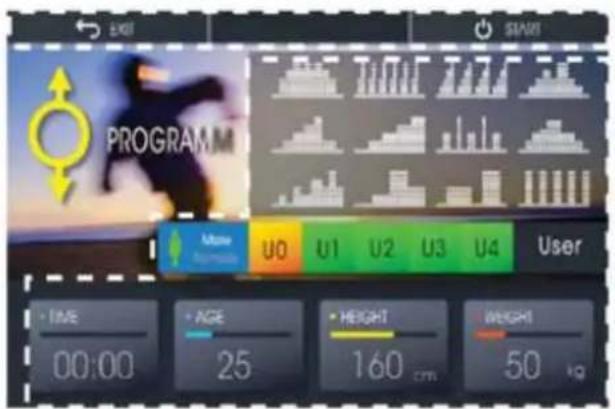 PROGRAM Time 00:00 AGE 25 HEIGHT 160 cm WEIGHT 50 kg