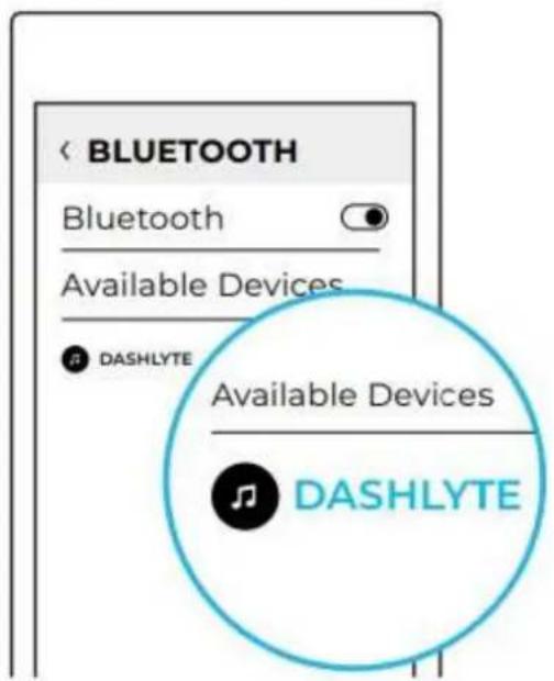 BLUETOOTH Bluetooth Available Devices DASHLYTE Available Devices DASHLYTE