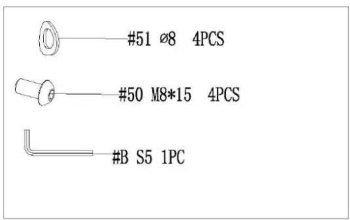 #51 Ø8 4PCS #50 M8*15 4PCS #B S5 1PC