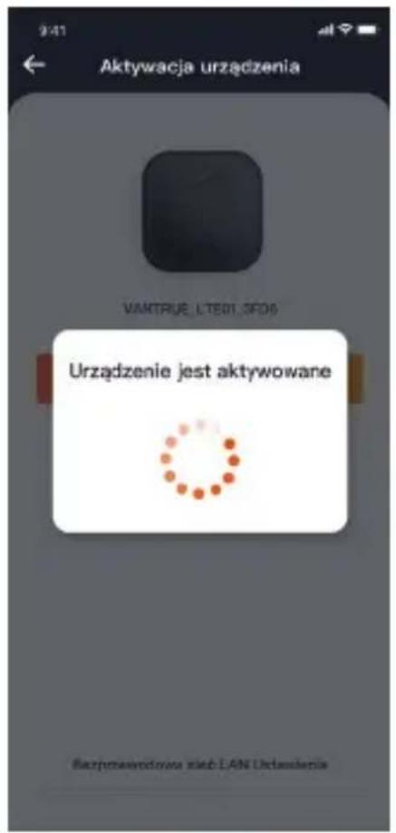 Aktywacja urządzenia VANTRUE LTEDI 3F06 Urzadzenie jest aktywowane Bezpontewódowa sieć LAN Uctasierie