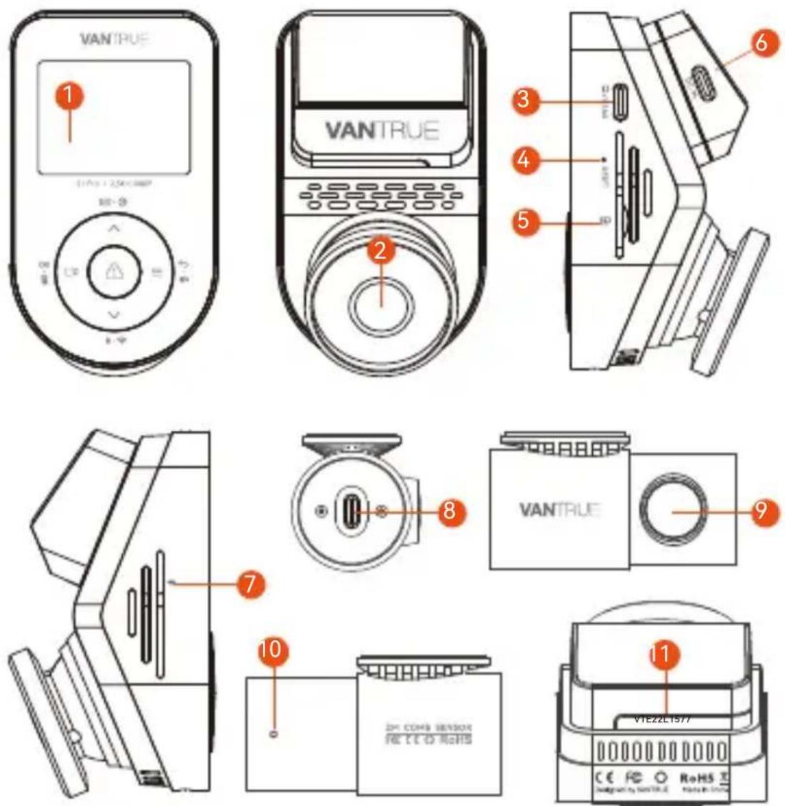 Vantrue S1 Pro - Budowa kamery - 1