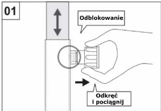 01 Odblokowanie Odkręć i pociągnij
