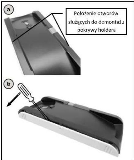 Położenie otworów słuzących do demontażu pokrywy holdera b