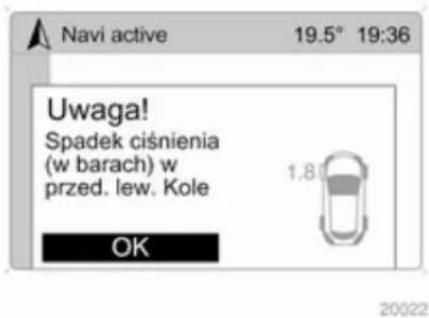 Navi active 19.5° 19:36 Uwaga! Spadek ciśnienia (w barach) w przed. lew. Kole 1.80 OK 20022