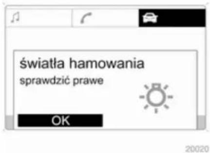 światła hamowania sprawdzić prawe OK