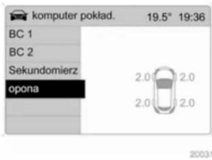 komputer pokład. 19.5° 19:36 BC 1 BC 2 Sekundomierz opona 2.0 2.0 2.0 2.0 20031
