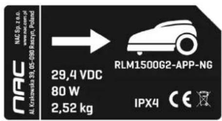 NAC Sp. Z r.o. www.nac.com.pl AL Krakowska 39, 05-090 Prazyn, Poland 29,4 VDC 80 W 2,52 kg RLM1500G2-APP-NG IPX4 CE