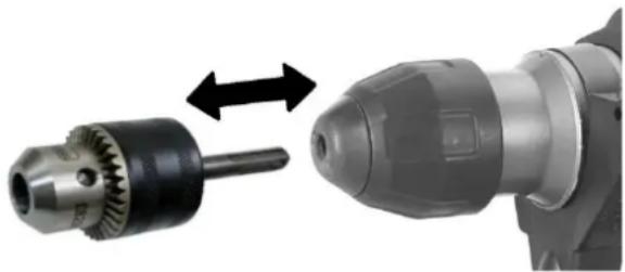 NAC HE900-BY - Montaż/demontaż adaptera 13 mm do wiercenia w stali, drewnie i tworzywie sztucznym (brak w zestawie) - 1