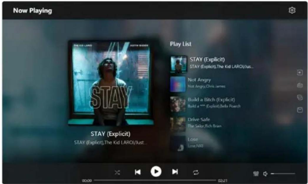 Now Playing STAY (Explicit) STAY (Explicit),The Kid LAROI/Just... Play List STAY (Explicit) STAY (Explicit).The Kid LAROI/Jus... Not Angry Not Angry/Chris James Build a Bitch (Explicit) Build a *** (Explicit).Bella Poarch Drive Safe The Selor,Rich Brian Lose Love.NIO 00:00 02:21