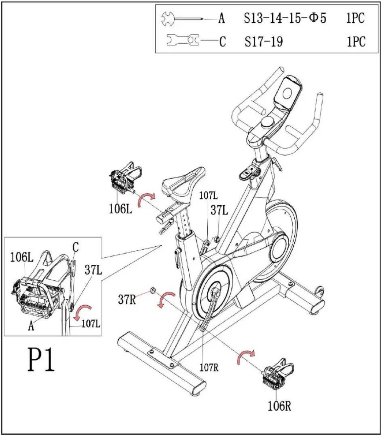 P1 A S13-14-15-Φ5 1PC C S17-19 1PC 106L 106L C 37L 37R 107L 37L 107R 106R 106L 107L 106R