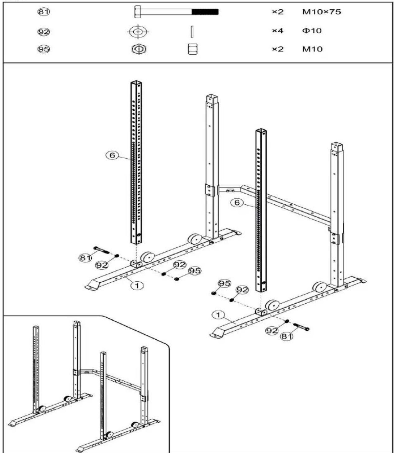 81 92 95 ×2 M10×75 ×4 Φ10 ×2 M10 6 81 92 95 1 6 95 92 1 92 81