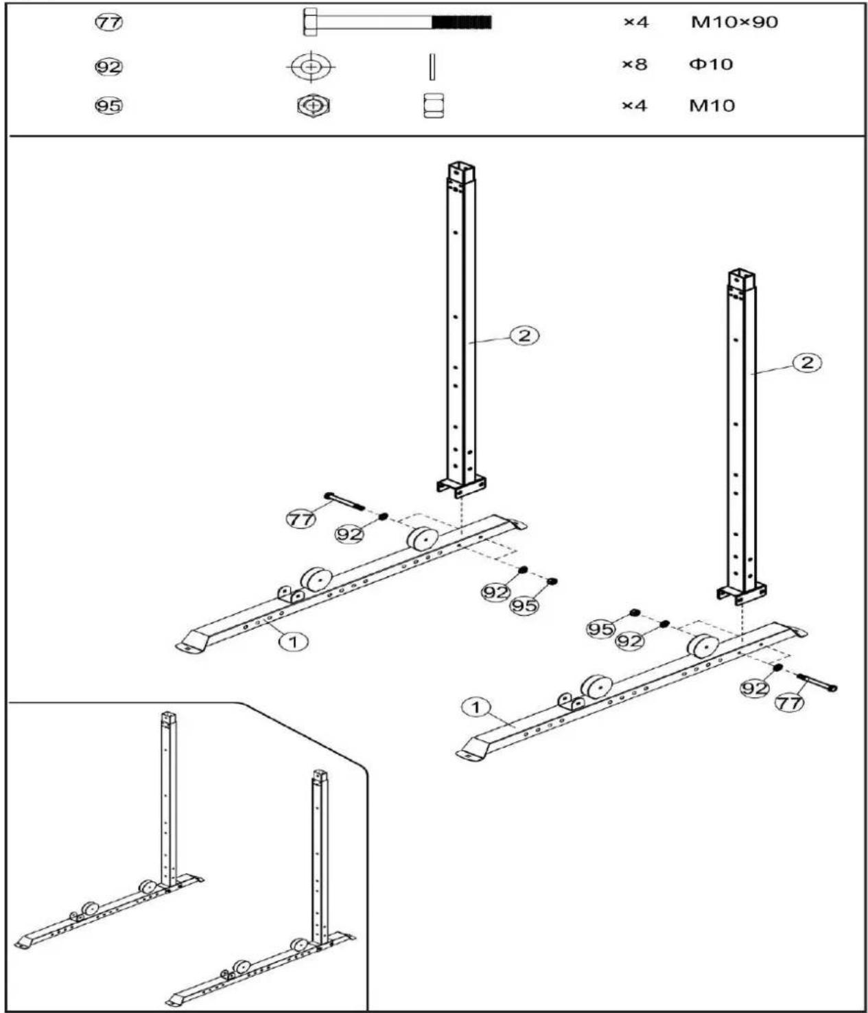 77 92 95 ×4 M10×90 ×8 Φ10 ×4 M10 77 92 1 2 92 95 95 92 1 2 77