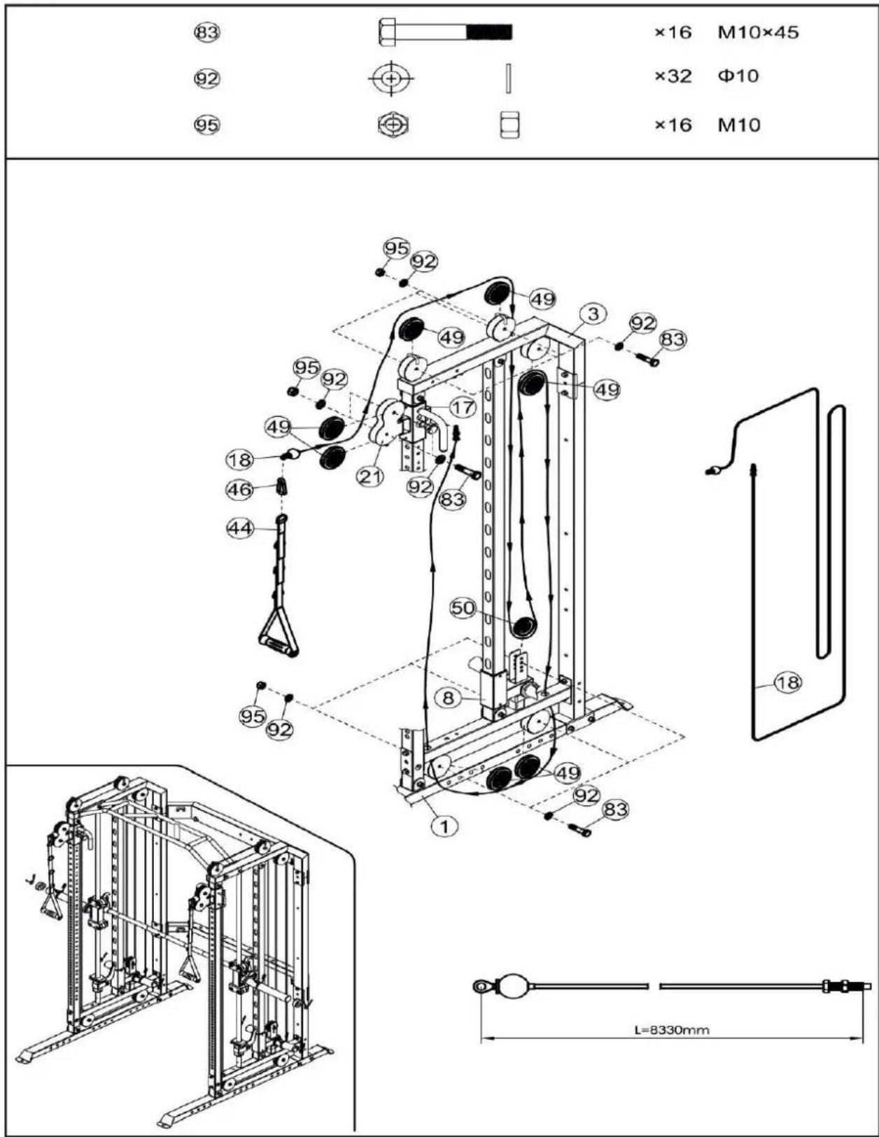 83 92 95 ×16 M10×45 ×32 Φ10 ×16 M10 95 92 49 3 92 83 49 17 49 18 46 21 92 83 50 8 95 92 1 49 92 83 18 L=8330mm