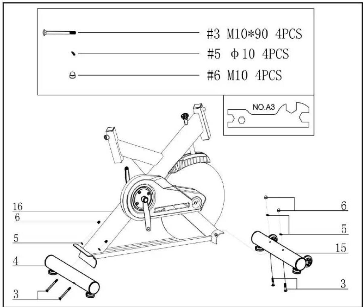 #3 M10*90 4PCS #5 Φ10 4PCS #6 M10 4PCS NO.A3 16 6 5 4 3 6 5 15 3