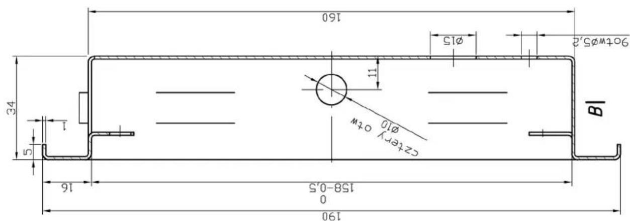160 Ø15 90tWØ5.2 34 11 Ø10 CZTBY OTM B 5 1 16 158-0.5 0 190