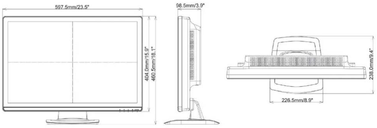 IIYAMA ProLite E2607WSD - DIMENSIONS - 1