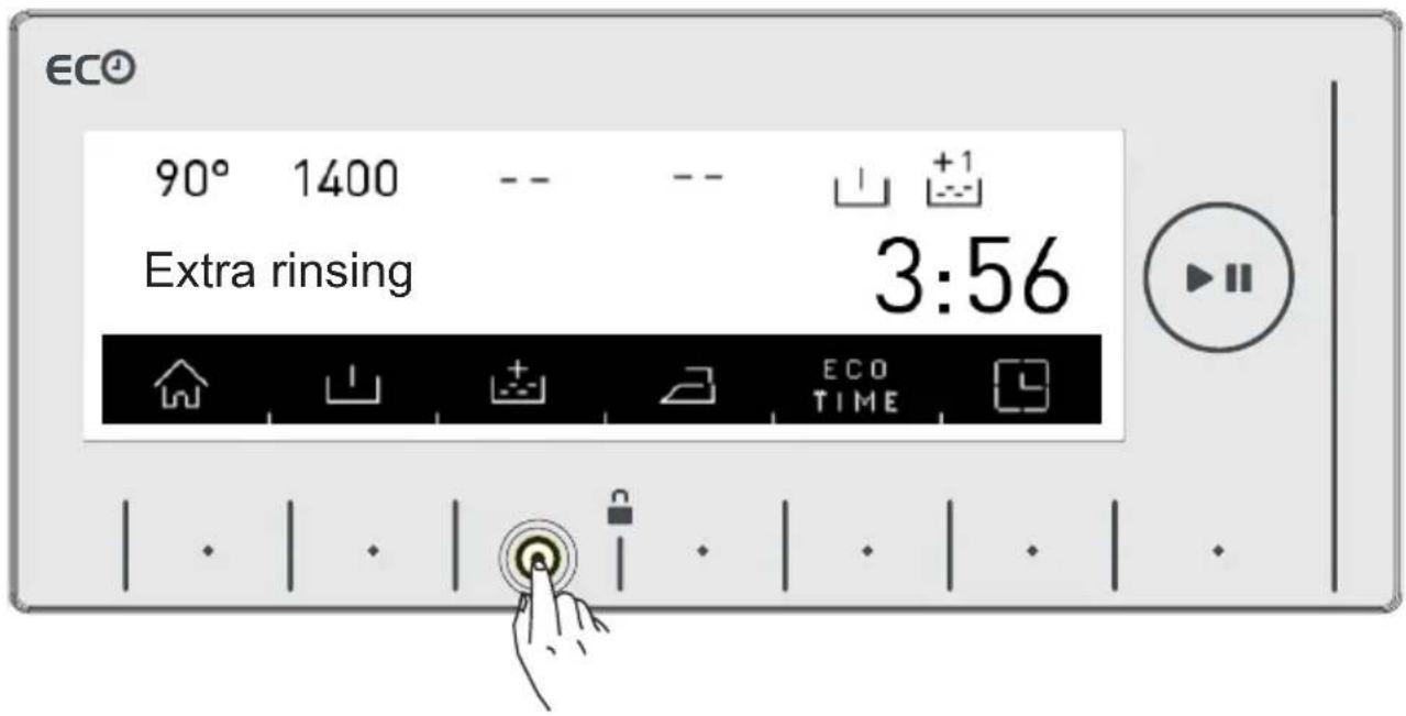ECO 90° 1400 -- Extra rinsing 3:56 ECO TIME