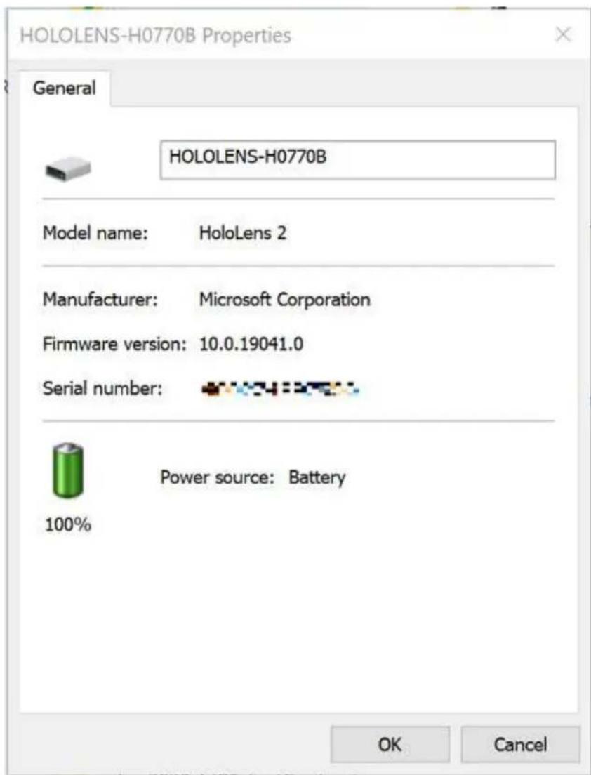 MICROSOFT HoloLens 2 - Sprawdzanie poziomu naładowania baterii - 1