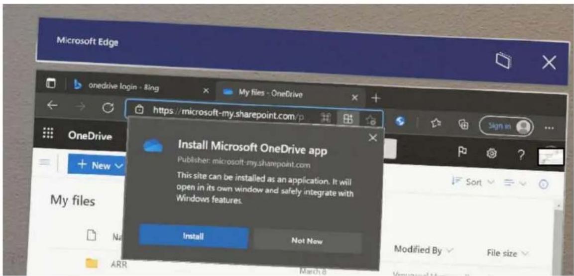 MICROSOFT HoloLens 2 - Instalowanie aplikacji Microsoft OneDrive PWA - 2