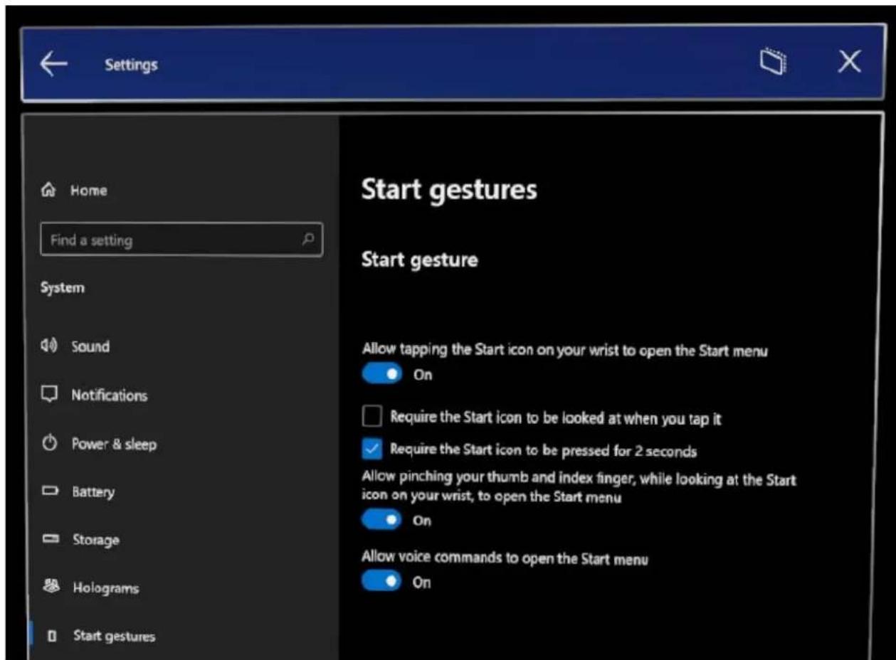 MICROSOFT HoloLens 2 - Ustawienia uruchamiania gestów - 1