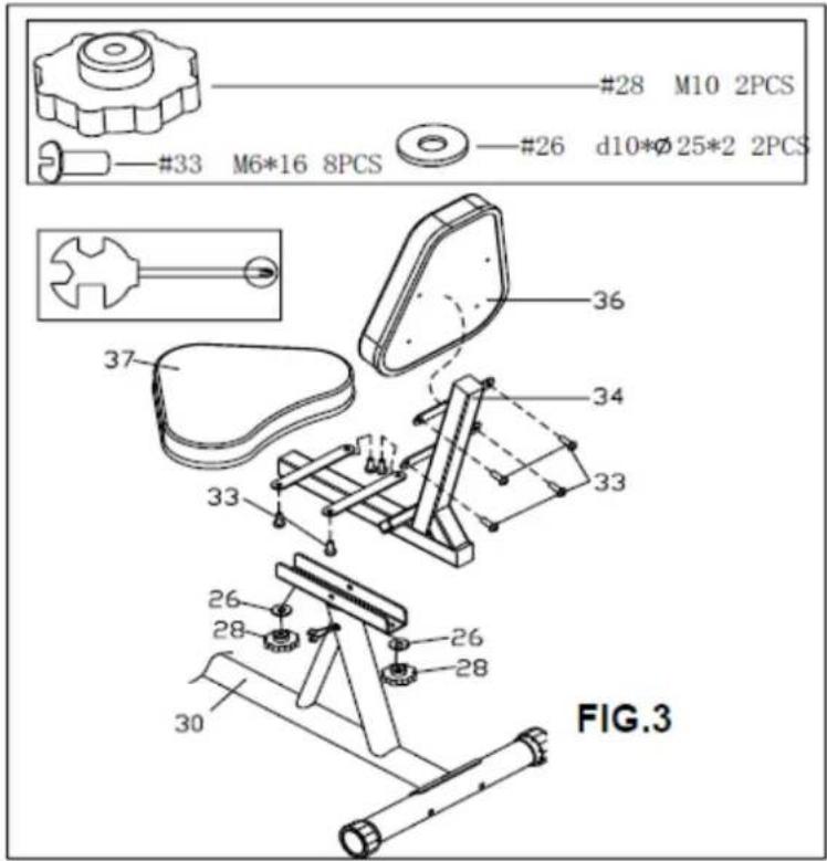 #28 M10 2PCS #33 M6*16 8PCS #26 d10*Ø25*2 2PCS 36 37 34 33 33 26 28 26 28 30 FIG.3