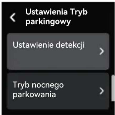 Ustawienia Tryb parkingowy Ustawienie detekcji Tryb nocnego parkowania