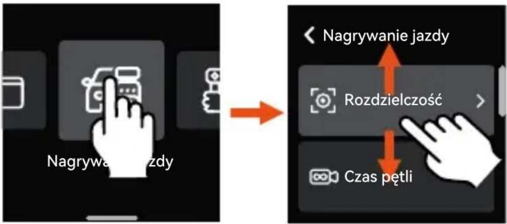 Nagrywanie jazdy Rozdzielczość Czas pętli