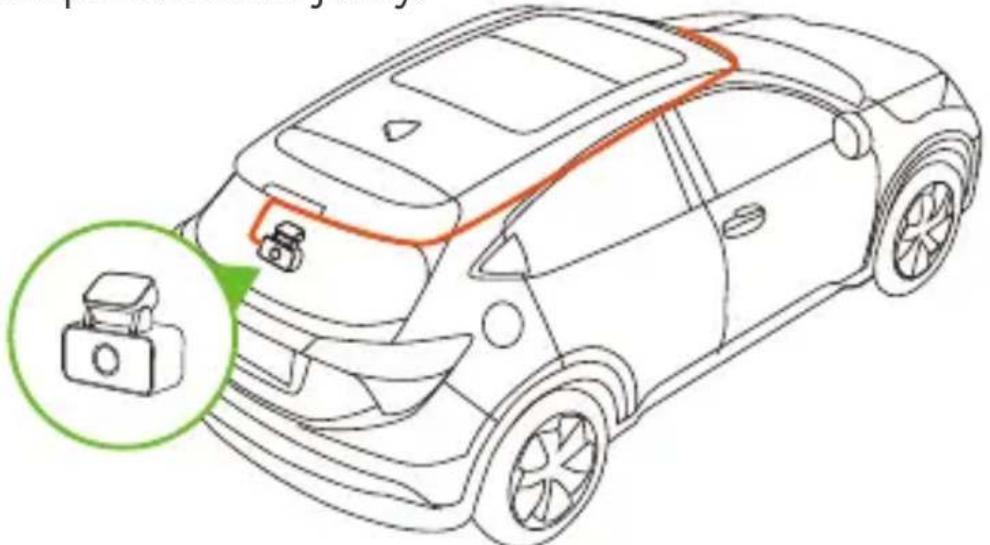Vantrue E360 - Instalacja kabla tylnej kamery (kabel tylnej kamery jest opcjonalny i należy go kupić osobno. Jest dołączony do E360 Plus lub Ace Bundle.) - 1