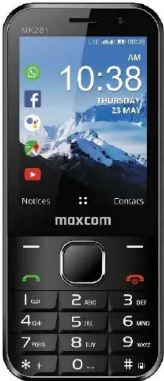 MK281 LTE 08:08 AM 10:38 THURSDAY 23 MAY Notices :: Contacts maxcom - - 1 QD 2 ABC 3 DEF 4 GHI 5 JKL 6 MNO 7 PORS 8 TUV 9 WXYZ * + 0 - 问