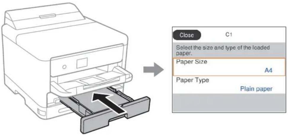 EPSON WorkForce Pro WF-M5899DWF - Ustawienia rozmiaru i rodzaju papieru - 1