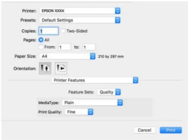 EPSON WorkForce Pro WF-M5899DWF - Drukowanie ze sterownika drukarki PostScript z systemu Mac OS - 1