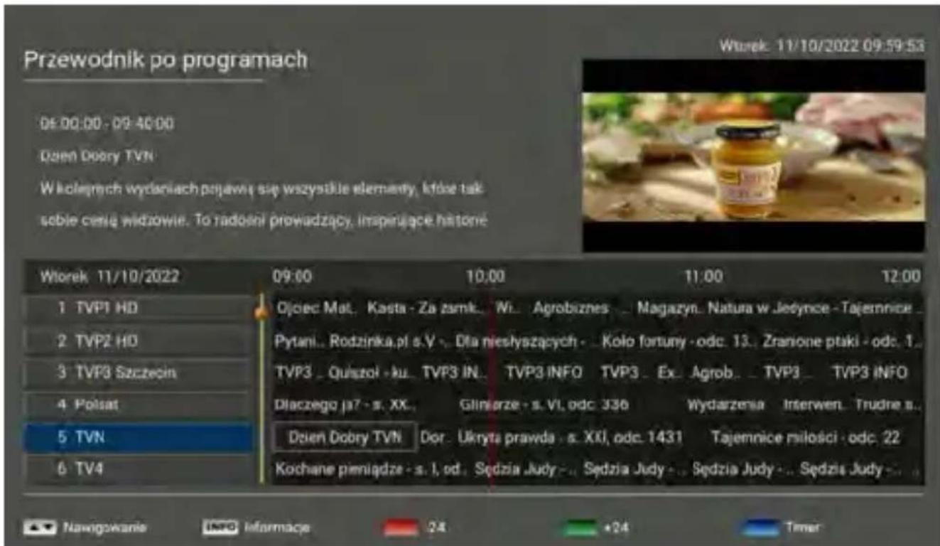 Przewodnik po programach 09:00:00 - 09:40:00 Dzien Dobry TVN Wliciemich wydaniach powawś się wszystkie elementy, które tak soble cenią widzowie. To radosni prowadzący, inspirące histone Wlorek 11/10/2022 09:00 10:00 11:00 12:00 1 TVP1 HD 2 TVP2 HD 3 TVP3 Szczecin 4 Polsat 5 TVN 6 TV4 Ojciec Mat. Kasta - Za zarnik. Wi. Agrobiznes Magazyn. Natura w Jedynce - Tajemnice Pytani. Rodzinka.pl s.V. Dla nieszyszących. Koło fortuny - odc. 13. Zranone ptaki - odc. 1. TVP3 Quasztól - ku. TVP3 IN. TVP3 INFO TVP3 Ex Agrob. TVP3 TVP3 INFO Dlaczego ja7 - s. XX. Glinarze - s. VI, odc. 336 Wydarzensa Interwen. Trudne s.. Dzien Dobry TVN Dor Ukryta prawda - s. XII, odc. 1431 Tajemnice miłości - odc. 22 Kochane pieniądze - s. I, od. Sędzia Judy - Sędzia Judy - Sędzia Judy - Sędzia Judy - Navigowane Info Information 24 +24 Timer