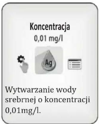 Koncentracja 0,01 mg/l Wytwarzanie wody srebrnej o koncentracji 0,01mg/l.