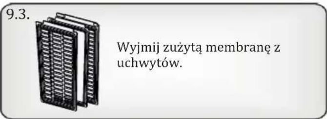 9.3. Wyjmij zużytą membranę z uchwytów.